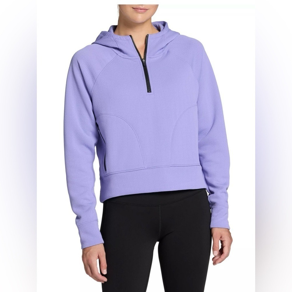 DSG Women Jacket Sport Fleece 1/4 Zip Hoodie Purple Thumbhole S Outdoor Casual